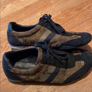Navy and brown coach sneakers